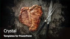  Presentation with bone - Audience pleasing PPT layouts consisting of bonew - grilled t-bone beef steak backdrop and a wine colored foreground