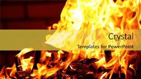  Presentation with bonfire - Amazing presentation theme having bonfire at night on brick backdrop and a  colored foreground