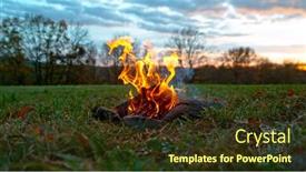  Presentation with bonfire - Slide deck with bonfire-burning-in-the-forest background and a tawny brown colored foreground