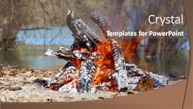  Presentation with bonfire - Colorful presentation theme enhanced with bonfire-burning-on-the-river backdrop and a gray colored foreground
