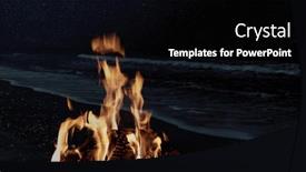  Presentation with bonfire - PPT theme having bonfire-burns-at-night-against background and a black colored foreground