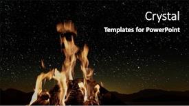  Presentation with bonfire - Slide set having bonfire-burns-at-night-against background and a black colored foreground