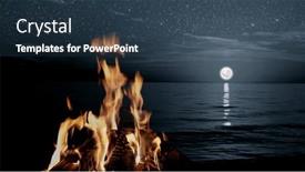  Presentation with bonfire - Slides featuring bonfire-burns-at-night-against background and a tawny brown colored foreground