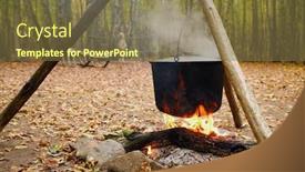  Presentation with bonfire - Theme enhanced with iron cauldron - bonfire hanging pot in yellow background and a tawny brown colored foreground