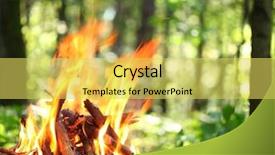  Presentation with bonfire - Presentation design consisting of burning wood - bonfire in the forest background and a yellow colored foreground