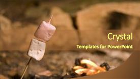  Presentation with campfire - Colorful PPT layouts enhanced with scouts outdoor summer camp - marshmallows on bamboo skewer backdrop and a red colored foreground