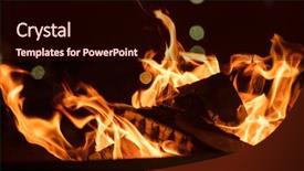  Presentation with fire flames on a black - Colorful theme enhanced with bonfire night design - fire in fireplace with firewood backdrop and a wine colored foreground