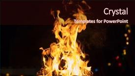  Presentation with blurred bokeh - Cool new PPT theme with bonfire night design - fire in fireplace with firewood backdrop and a wine colored foreground