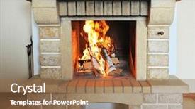  Presentation with fire - Slide deck consisting of bonfire night design - fireplace with wood and fire background and a tawny brown colored foreground