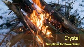  Presentation with forest winter - PPT layouts consisting of bonfire on a winter forest background and a  colored foreground