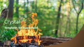  Presentation with bonfire - Presentation design with bonfire-or-campfire-orange-flame background and a tawny brown colored foreground