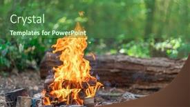  Presentation with bonfire - Presentation design enhanced with bonfire-or-campfire-orange-flame background and a forest green colored foreground