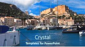  Presentation with island - Presentation theme featuring bonifacio-town-corsica-island-view background and a ocean colored foreground