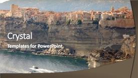  Presentation with cliff - Beautiful presentation theme featuring bonifacio-town-on-cliff-corsica backdrop and a gray colored foreground