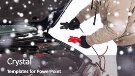  Presentation with vehicle - Slides with bonnet with starter cables background and a dark gray colored foreground