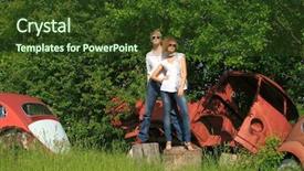  Presentation with old car - Colorful slide set enhanced with bonnie clyde - young couple on a old backdrop and a  colored foreground