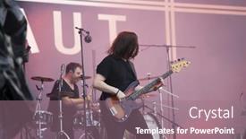  Presentation with rock band - Beautiful slide set featuring bontida-romania-july-17-2016 backdrop and a coral colored foreground