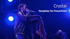  Presentation with main stage - Audience pleasing theme consisting of bontida-romania-july-18-2018 backdrop and a navy blue colored foreground