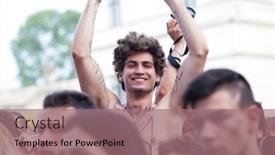  Presentation with music festival - PPT theme consisting of bontida-romania-june-28-2015 background and a coral colored foreground