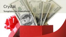  Presentation with bonus - Slide deck featuring bonus - bundle of dollars in present background and a mint green colored foreground