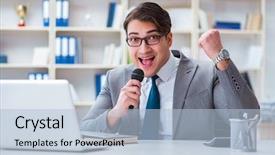  Presentation with bonus - Theme consisting of bonus - businessman singing in the office background and a light blue colored foreground