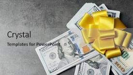  Presentation with bonus - Slides enhanced with bonus - dollars and colorful bow background and a light gray colored foreground