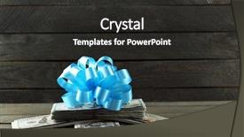  Presentation with bonus - Cool new PPT theme with bonus - pile of dollars with bow backdrop and a dark gray colored foreground