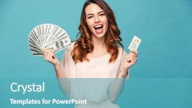  Presentation with credit card - Cool new PPT layouts with bonus - portrait of a happy beautiful backdrop and a teal colored foreground