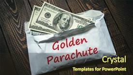  Presentation with parachute - Cool new theme with severance - golden parachute american dollars backdrop and a wine colored foreground
