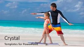  Presentation with daughter - Presentation theme with boogie - father and daughter at beach background and a  colored foreground