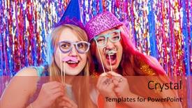  Presentation with sufi dance - Colorful slide deck enhanced with booh - young nice girls have fun backdrop and a red colored foreground