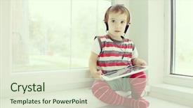  Presentation with tablet - Audience pleasing presentation consisting of baby haging book - little cute boy using tablet backdrop and a  colored foreground