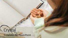  Presentation with nuts - Colorful slide deck enhanced with book and basket of evergreen backdrop and a mint green colored foreground