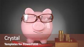  Presentation with book glasses - Audience pleasing PPT theme consisting of book and coins on grey backdrop and a tawny brown colored foreground