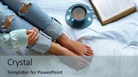  Presentation with old book - Beautiful PPT theme featuring book and cup of coffee backdrop and a light blue colored foreground