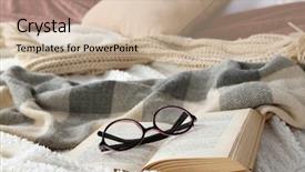  Presentation with book glasses - Audience pleasing presentation theme consisting of book and glasses on bed close-up backdrop and a soft green colored foreground