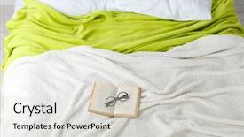  Presentation with book glasses - Slide deck consisting of book and glasses on bed close-up background and a light gray colored foreground