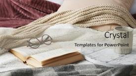  Presentation with book glasses - Cool new PPT theme with book and glasses on bed close-up backdrop and a mint green colored foreground