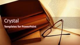  Presentation with vintage book - Amazing PPT theme having book and glasses vintage style backdrop and a tawny brown colored foreground