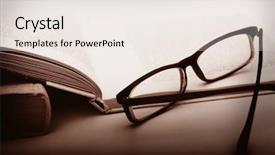  Presentation with vintage book - Audience pleasing theme consisting of book and glasses vintage style backdrop and a sky blue colored foreground