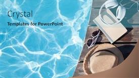  Presentation with melting earth near space - PPT theme with book-and-headphones-near-swimming background and a light blue colored foreground