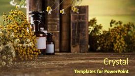  Presentation with herbal medicine - Colorful slide deck enhanced with book-and-herbal-medicine backdrop and a tawny brown colored foreground