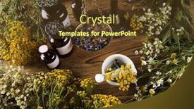  Presentation with herbal medicine - PPT theme with book-and-herbal-medicine background and a tawny brown colored foreground