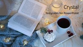  Presentation with light book - Audience pleasing slide set consisting of book and hot tea backdrop and a coral colored foreground