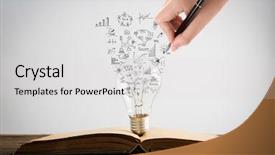  Presentation with light book - Cool new PPT theme with book and light bulb backdrop and a light gray colored foreground