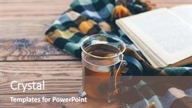  Presentation with vintage book - Cool new slides with book and plaid winter blanket backdrop and a coral colored foreground