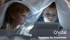  Presentation with children - Beautiful PPT layouts featuring book and tablet computer backdrop and a dark gray colored foreground