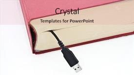  Presentation with cable - PPT theme with book and usb cable fragment background and a coral colored foreground