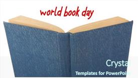  Presentation with open book - Cool new presentation design with book and world book day backdrop and a ocean colored foreground