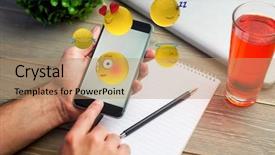  Presentation with reactions - Presentation theme featuring book animation - three dimensional image of miscellaneous background and a coral colored foreground